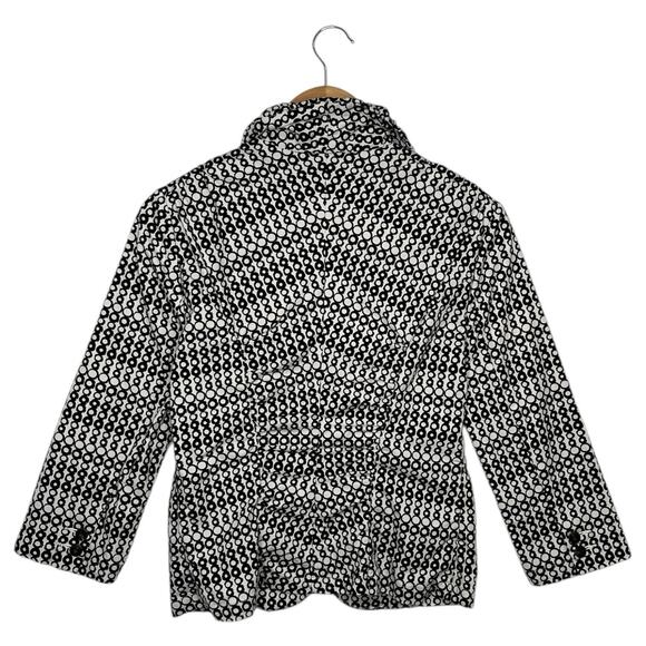 Cabi Blazer Womens 4 Black White Geometric Pockets 2 Button Du Jour Preppy 298 - Picture 2 of 11